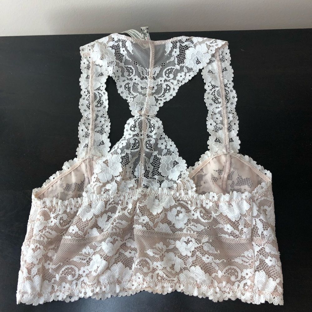 Free People Intimately white lace t strap bra, xs - Picture 10 of 11